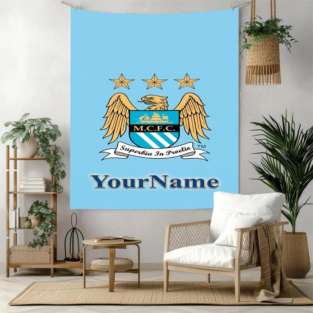 Manchester City Custom Your Name Wall Decor Tapestry Art For Pet Memorial Birthdaywedding Party Backdrop Family Gift