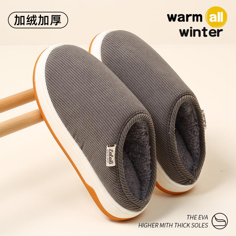 Cotton slippers season couple thick bottom velvet non-slip warm slippers elderly indoor home