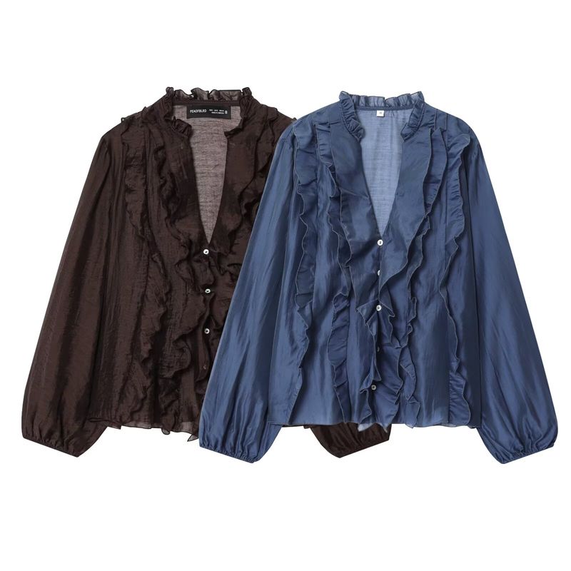 Za Autumn New Arrivals Women's Clothing Zr European and American Style Fashionable Loose Layered Decorative Long-Sleeve Shirt 5029209