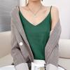 25 Summer Silk Slim-fit V-neck Camisole, Single Strap, Sleeveless, Solid Color, Versatile Imitation Silk Vest