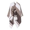 Womens Knitted Faux Cashmere Shawl Wrap With Contrast Stripe Trim Unisex Lightweight Warm Scarf Fall Winter