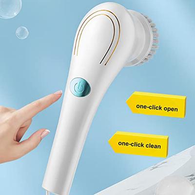 KIRIKIT Cordless Cleaning Brush with Rechargeable Battery and 5 Interchangeable Heads for Bathtub Kitchen and Car