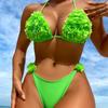 European & American Petal Lace-Up Bikini Swimsuit - 2025 Solid Color Women's Beachwear