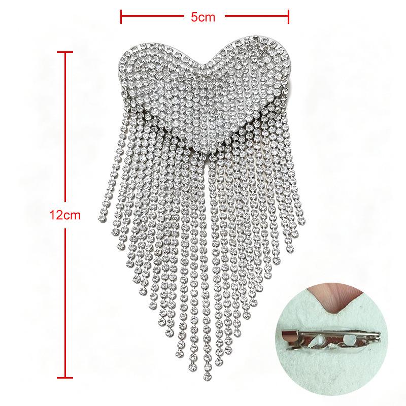 Heart-Shaped Rhinestone Tassel Brooch and Lapel Pin Corsage Accessory