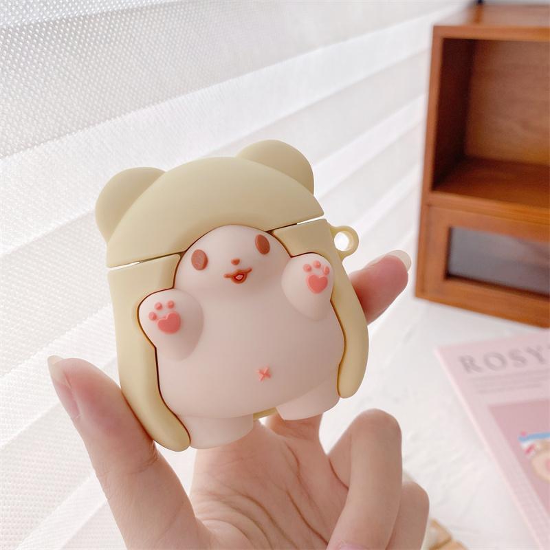 3D Wow Bear For Airpods Pro 2 Case For Apple Airpods 1 2 3 Pro 2 Earphone Case Cute Wireless Charging Headset Cover Cartoon