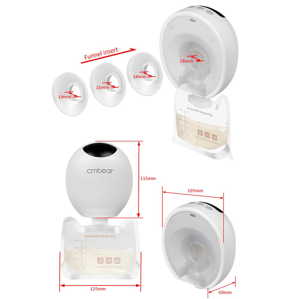Cmbear ZRX-0205 Pompă de sân portabilă pentru alăptare Pompă electrică portabilă pentru sân Mâini libere 3