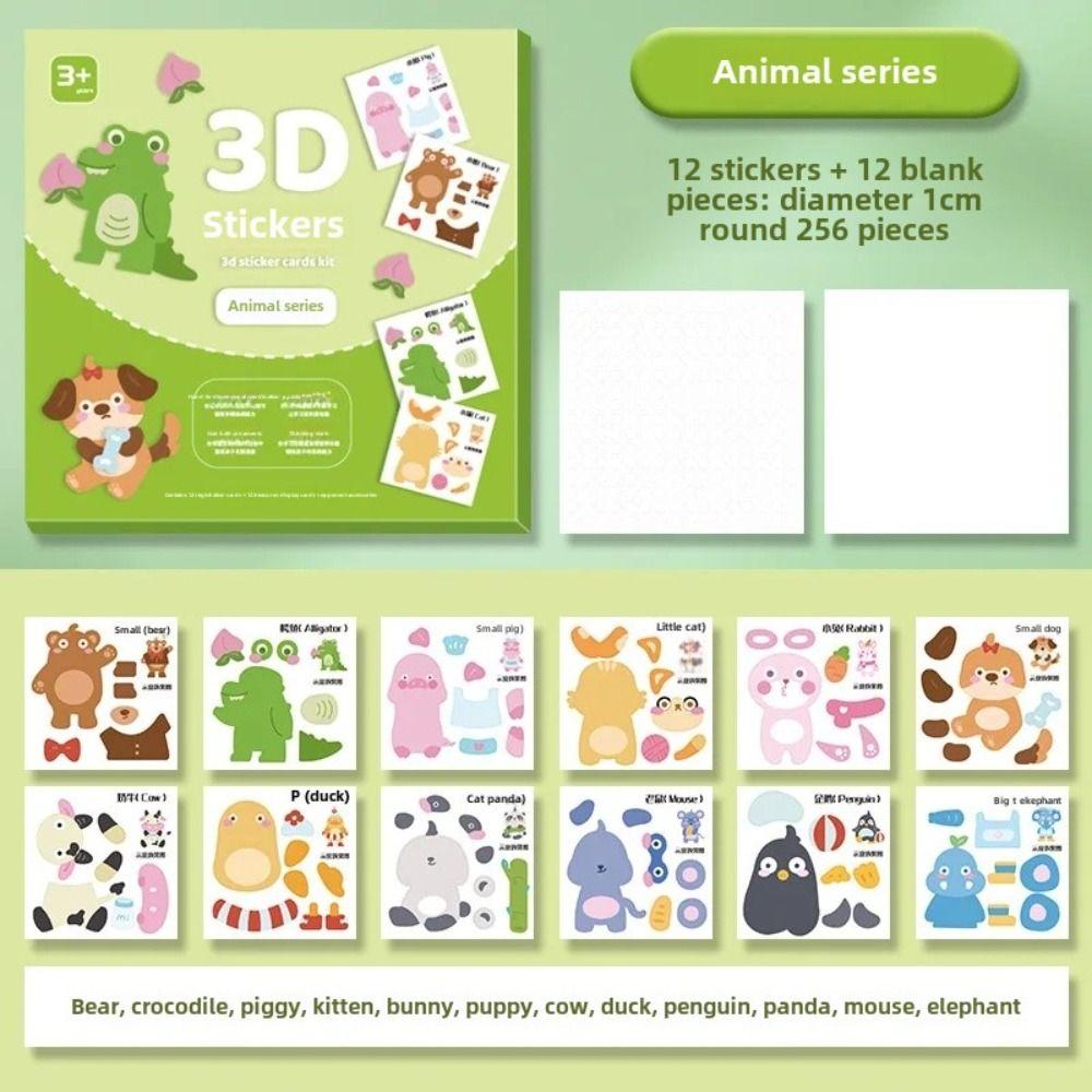Handmade DIY Paste Material Kit Educational Toys Animals Sticker Book 3D EVA Stickers Books  Kids