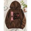 Women Snowboard "Apres Ski Queen" Print Fleece‑Lined Hoodie Warm Casual Sweatshirt With Pocket