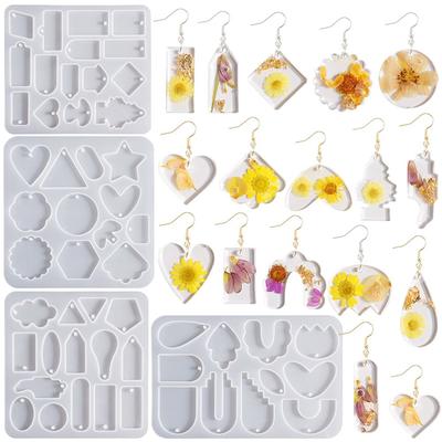 DIY Crystal Pendant and Earring Silicone Moulds Unique Geometric Jewelry Making Resin Casting Kit for Girls and Women