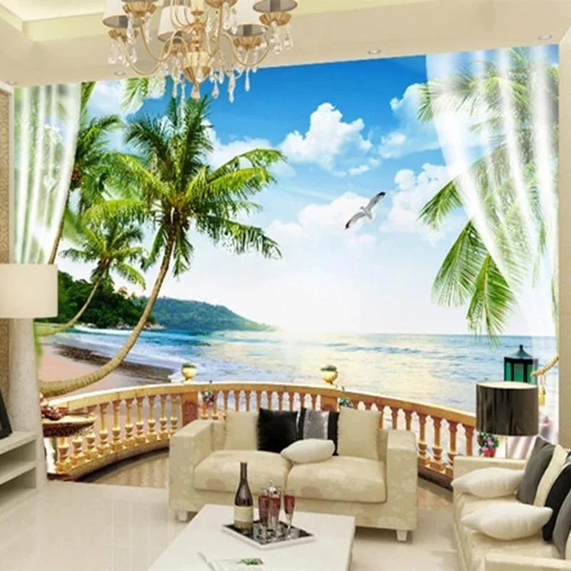 3d Sea Landscape Wallpaper Balcony Murals Living Room Tv Dining Room Home Decor 3d Wall Murals