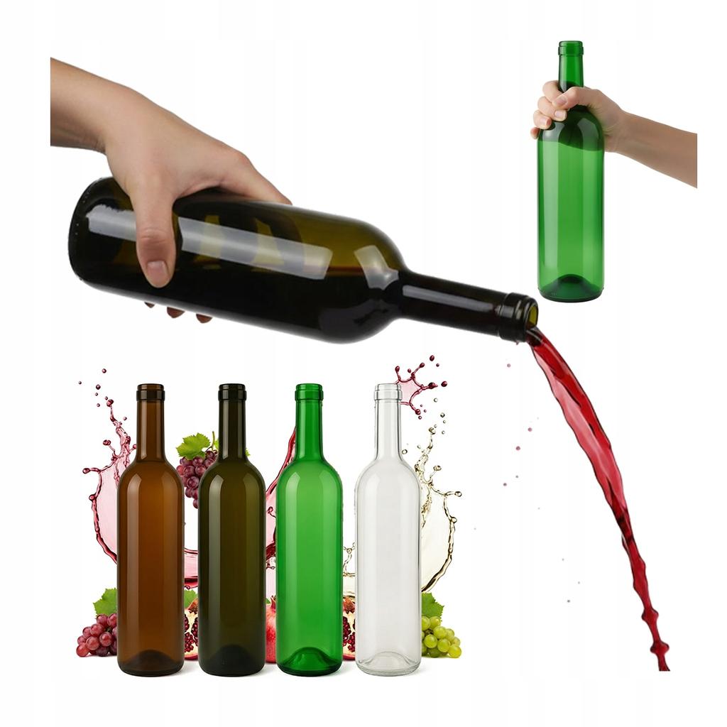 40x Wine Bottles 750ml BORDEAUX - Olive Green Brown White 0.75l