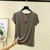 Women's Plus Size Modal Round Neck Short Sleeve T-Shirt, Spring/Summer Lightweight Loose Slimming Base Layer Versatile Top