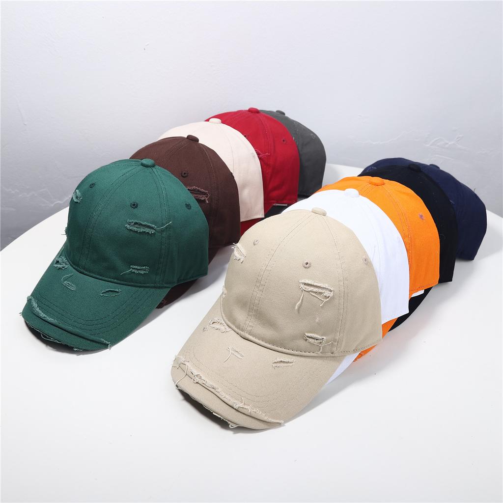 Casquette de baseball pour femmes Nouvelle Printemps et Été Polyvalente Dessus Souple Hip Hop Casquette de baseball Extérieur Étudiant Rétro Personnalité Déchirée Chapeau de soleil