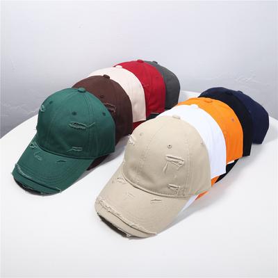 Baseball Cap Women's New Spring and Summer Versatile Soft Top Hip Hop Baseball Cap Outdoor Student Retro Personality Ripped Sun Hat