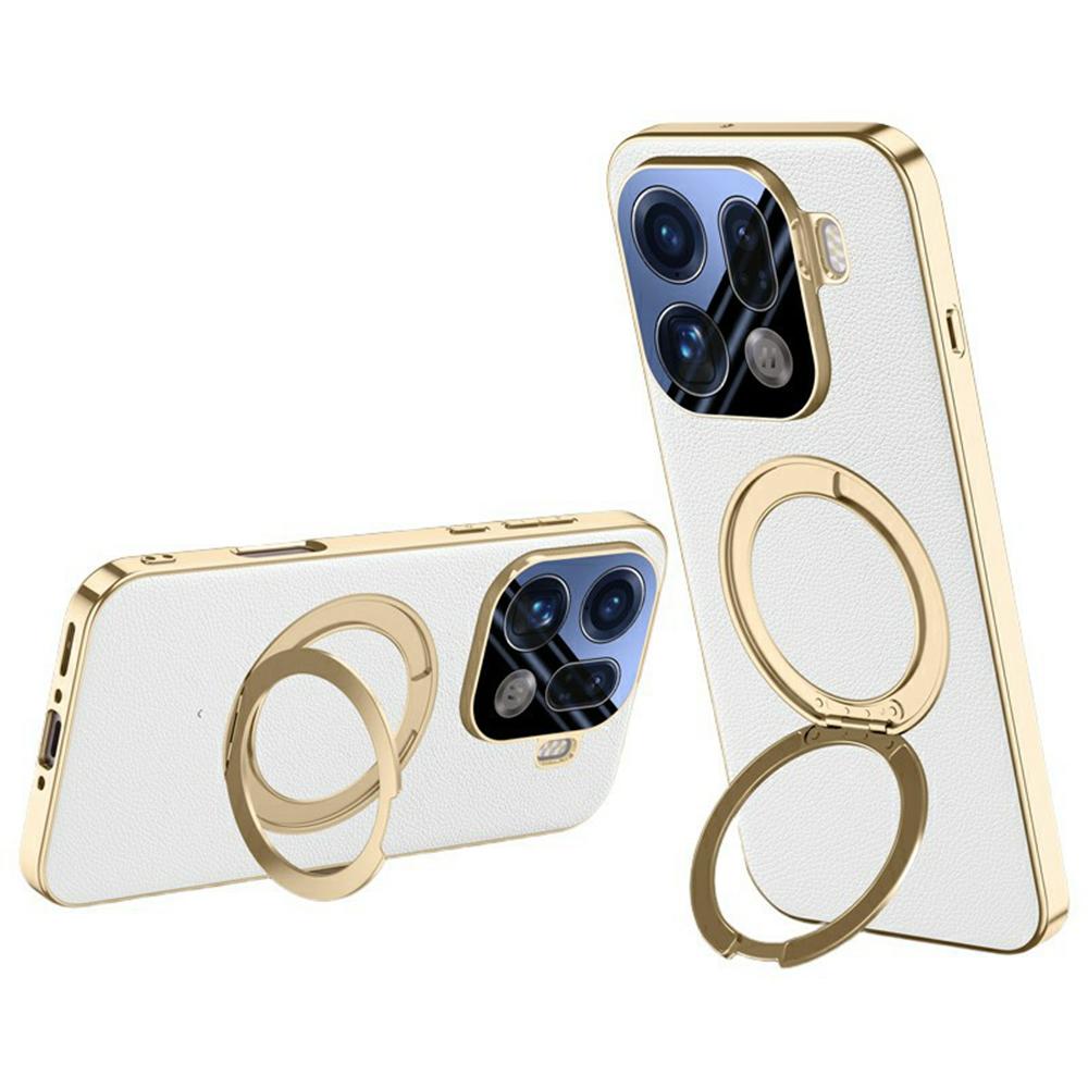 Für Oppo Find X9 Pro 5G Hülle Magnetischer Drehbarer Ständer Leder + PC + Acryl Handyhülle mit Gehärtetem Glas Rückbildschirmfolie