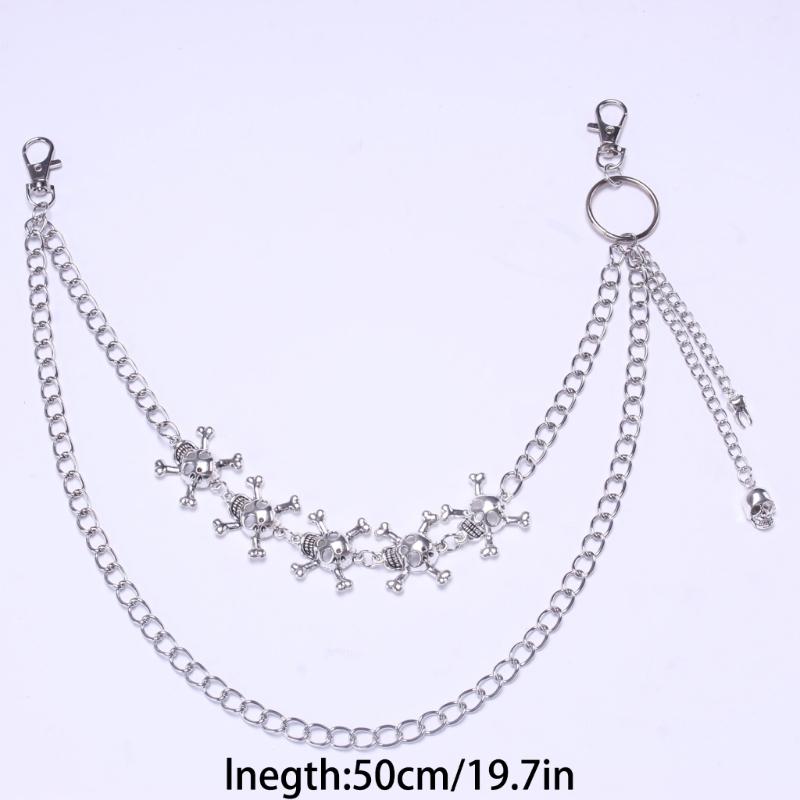Hiphop Pants Jeans Chain Hollow out Skull Trouser Chain Biker Heavy Thick Wallet Pocket Chain Body Jewelry for Girls