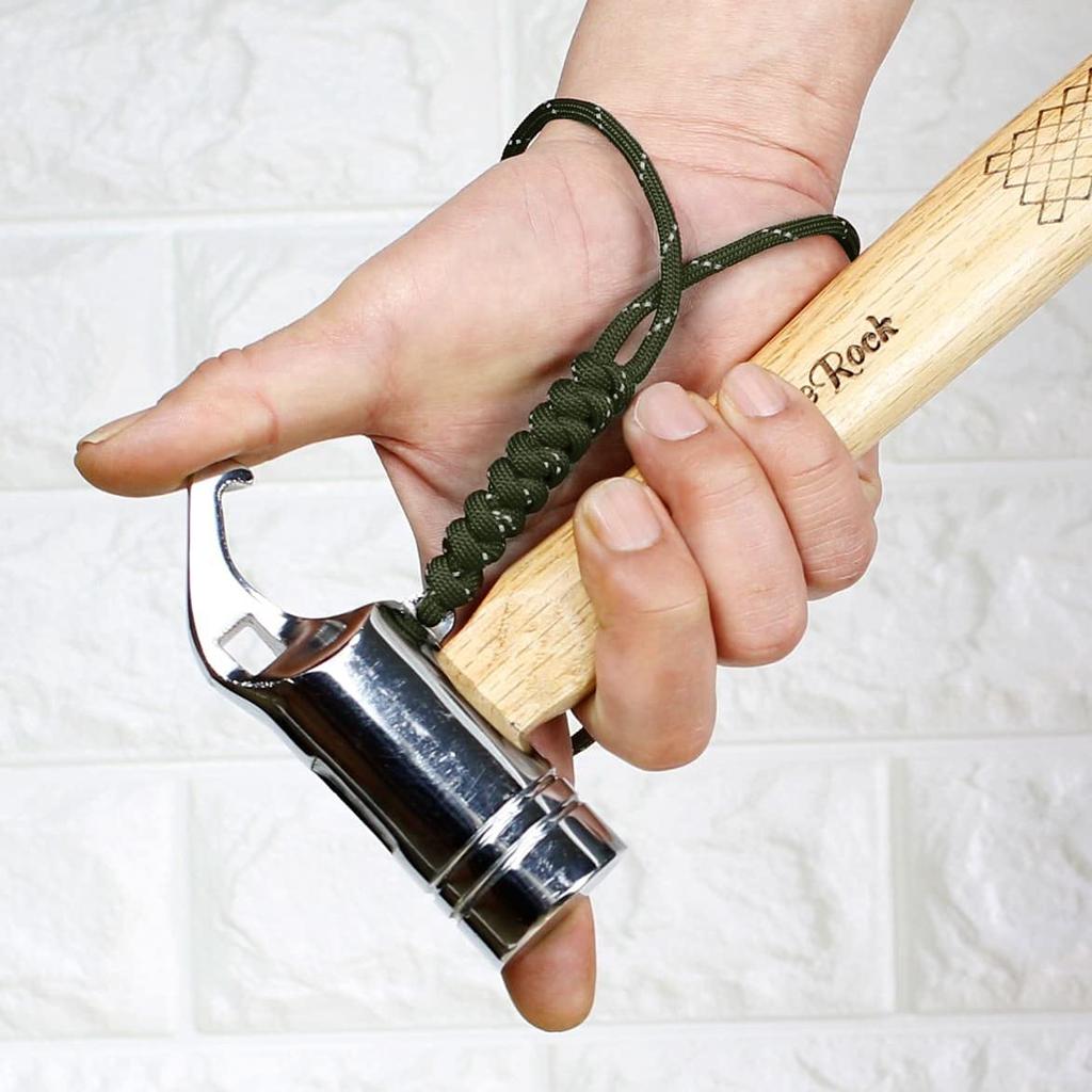 RiveRock Peg Hammer with Storage Safety 6 Luminous and Durable Design 6 Pegs Bag, Cap, Pegs, Rope, (Hammer + + Bag/Green)