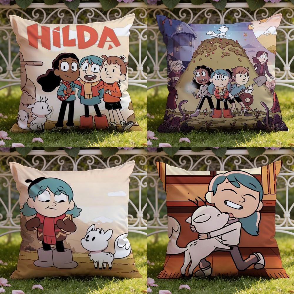Cartoon H-Hilda Cushion Cover Home & Car Dual-Scene Pillow Cover: Reversible for Premium Comfort