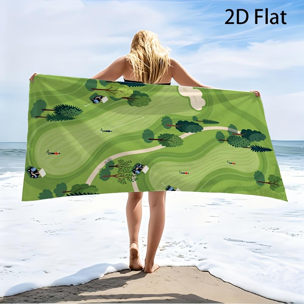 Funny Golf Landscape 2D Flat Printed Microfiber Beach Towel 1Pc Sandproof Waterproof Holiday Travel Sunbath Sea Towel
