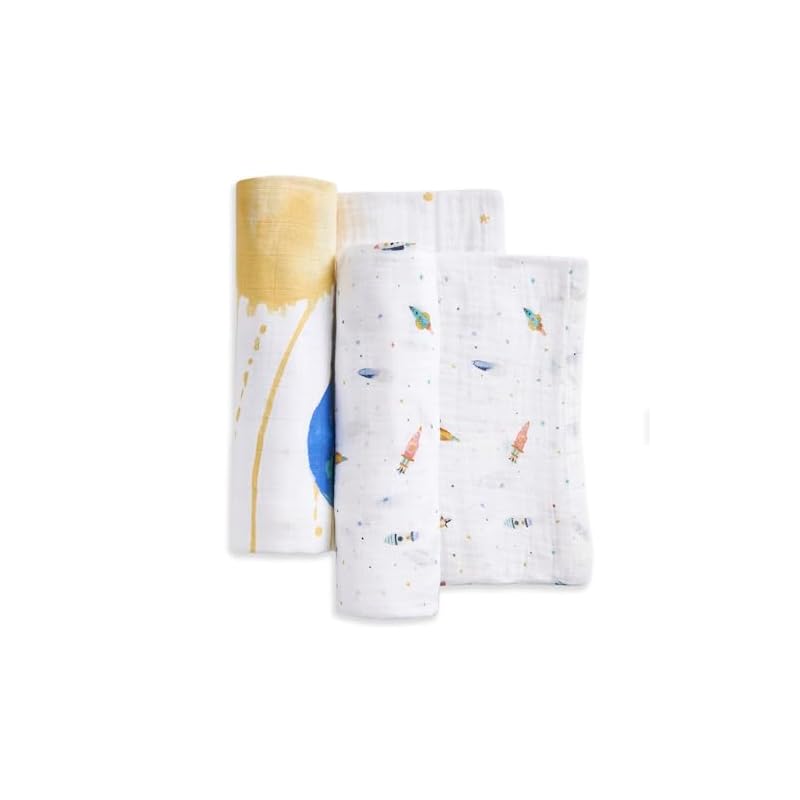 aden+anais Swaddle Space Organic 2-Piece Set for Newborns, 120cm x 120cm, Cotton Muslin (SWADABASWO20013)