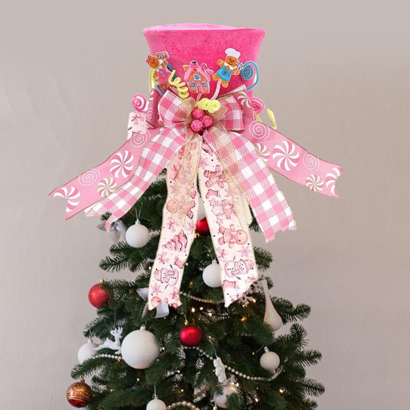 Folding Christmas Tree Top With Big Bowknot Embellishments for Indoor and Outdoor Winter Holiday Party Centerpieces