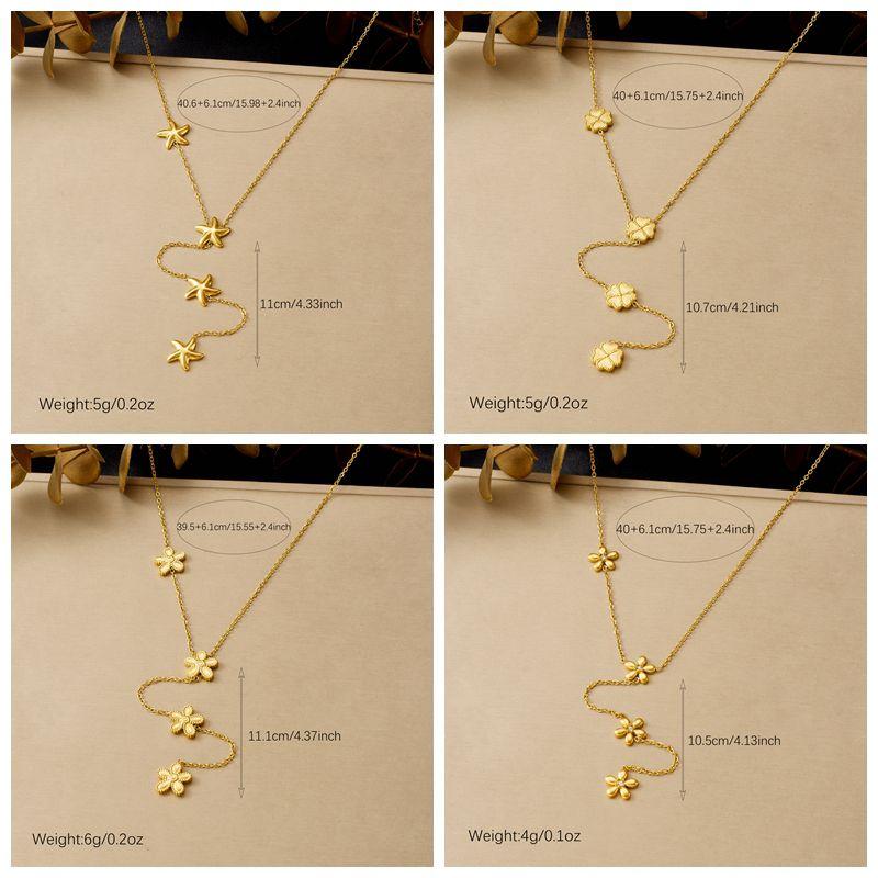 DIEYURO 316L Stainless Steel Golden Irregular Retro Personalized Flower Y-shaped Tassel Necklace Lady Fashion Neck Chain Jewelry