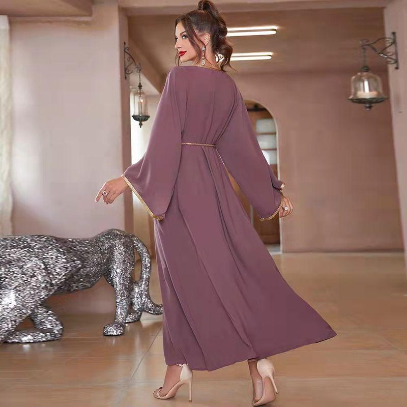 European and American Hand-Stitched Diamond Net Red V-neck Lace-up Dress Hand Stitched Diamond Dress