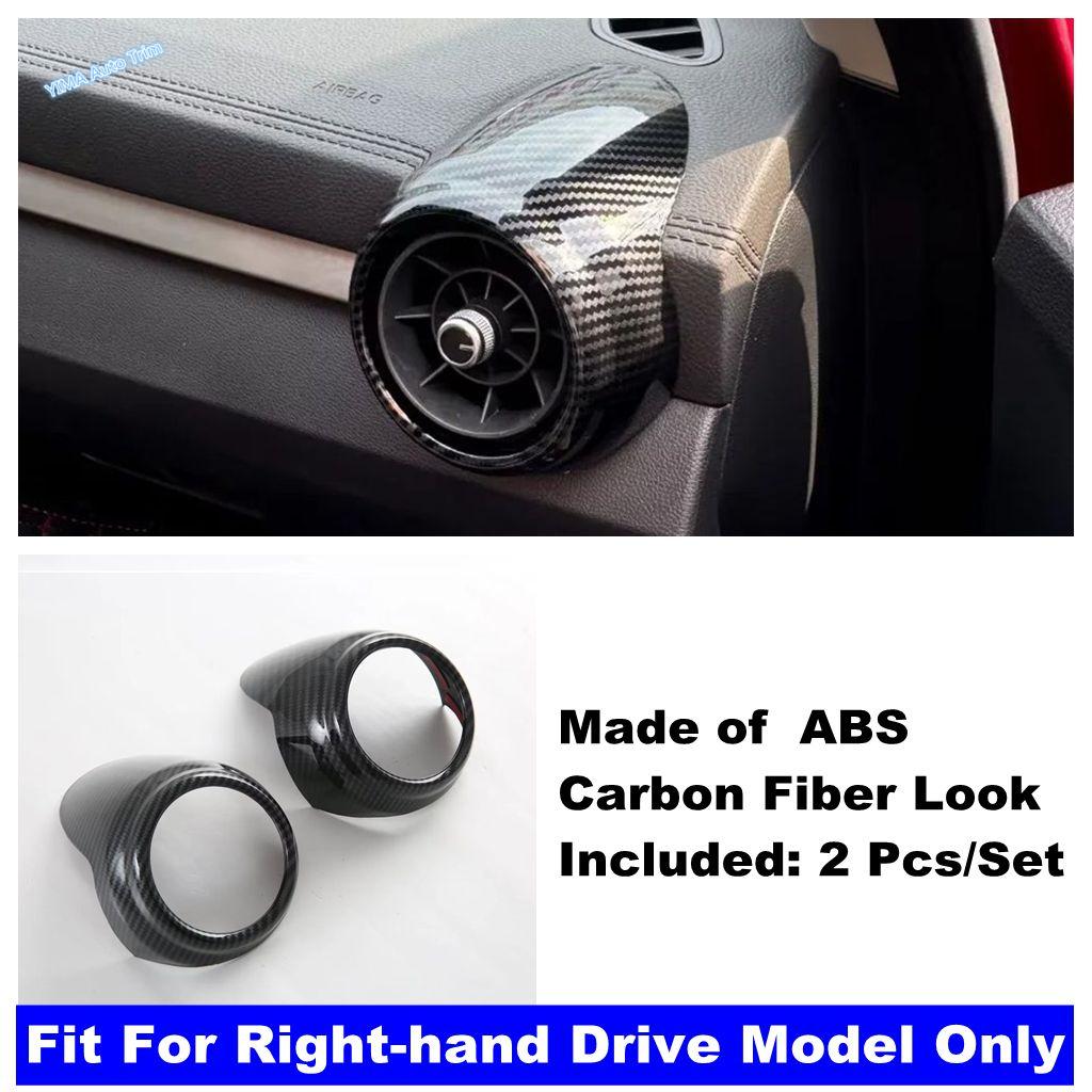 LHD RHD ABS Carbon Fiber Front Side Dashboard Air Conditions Outlet Cover AC Vent Frame Trim For MG ZS EV 2018 - 2024 Interior