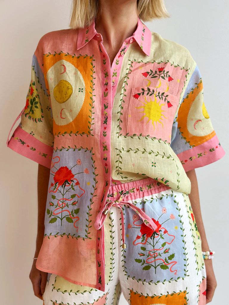 2025 European & American Cross-Border Casual Fashion Linen Shirt and Shorts Set.