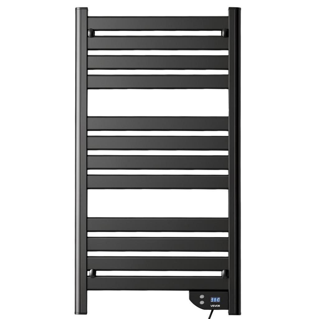 VEVOR Heated Towel Warmer Rack for Bathroom Electric Wall Mounted 12 Bars, Aluminum Alloy Towel Warmer, Overheat Protection