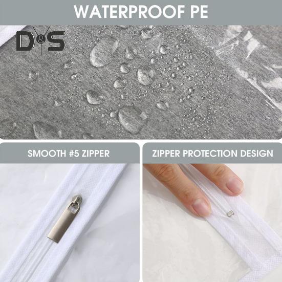 5/10Pcs Garment Bags with Zipper Translucent Suit Bags Reusable Washable Wardrobe Organization Clothes Hanging Bags