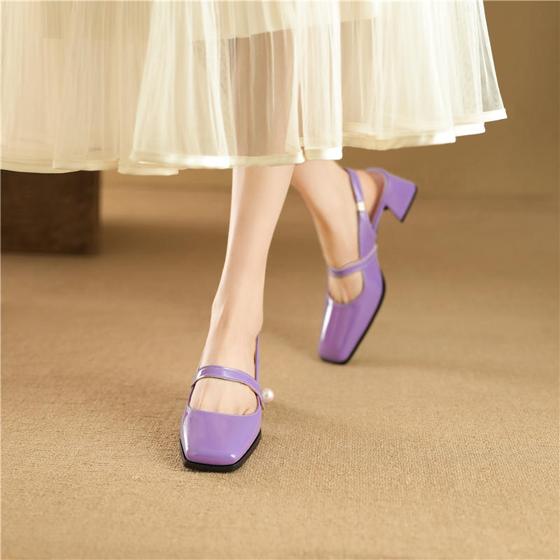 Women's high-heeled sandals spring and summer new simple and comfortable thick heel large size light mouth bag head sandals