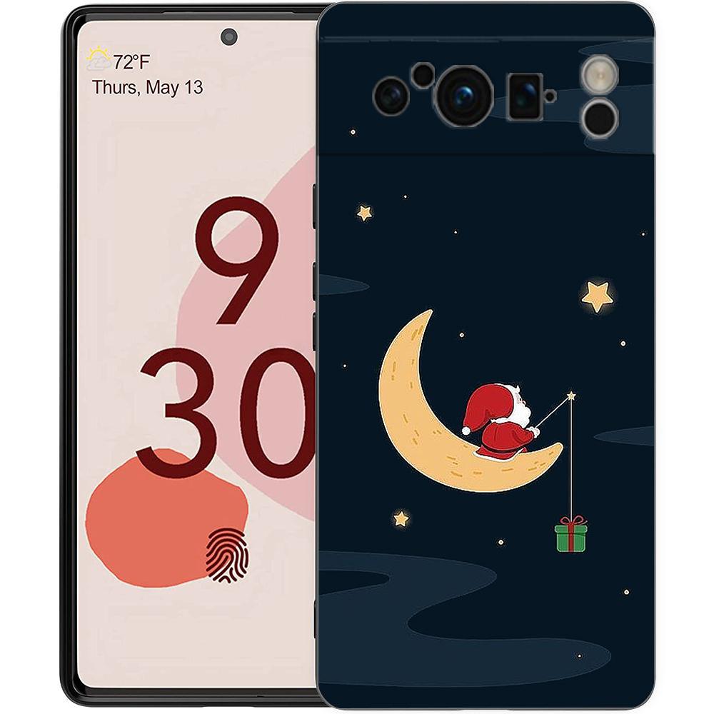 Weihnachtsmann-Telefonhülle für Google Pixel 8 7 6 Pro 6A 7A 5G, weiches Silikon, stoßfestes TPU, schwarze Abdeckung, TPU-Fundas