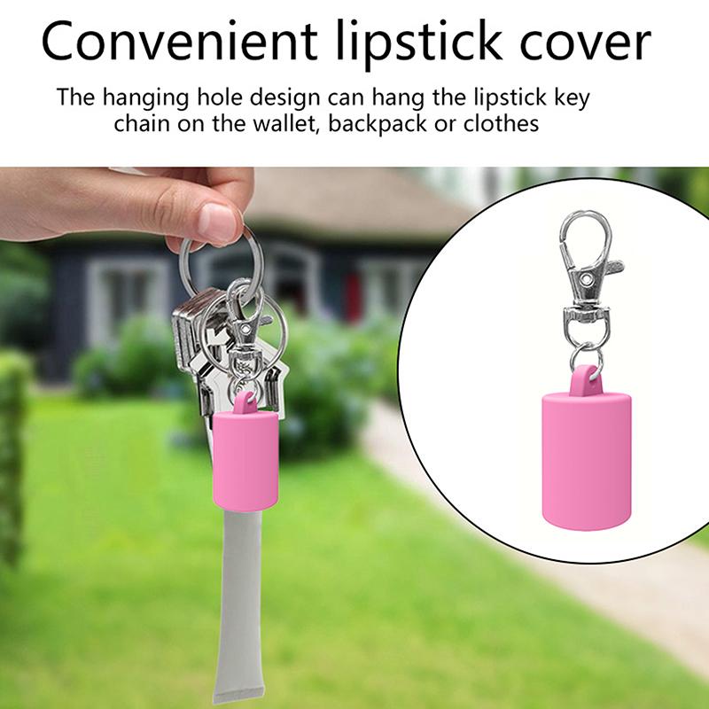 Practical Silicone Keychain Cap Accessories Portable Durable Holder Keychain Compatible For Lipgloss Storage And Balm Cap