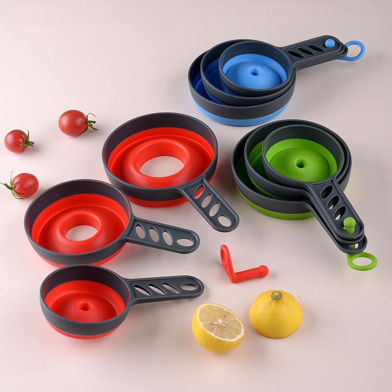 3Pcs/Set Kitchen Funnel 3Size Plastics Folding Funnel Kit Liquid Dispenser Powder Liquid Wide Mouth Jam Funnel Kitchen Tools