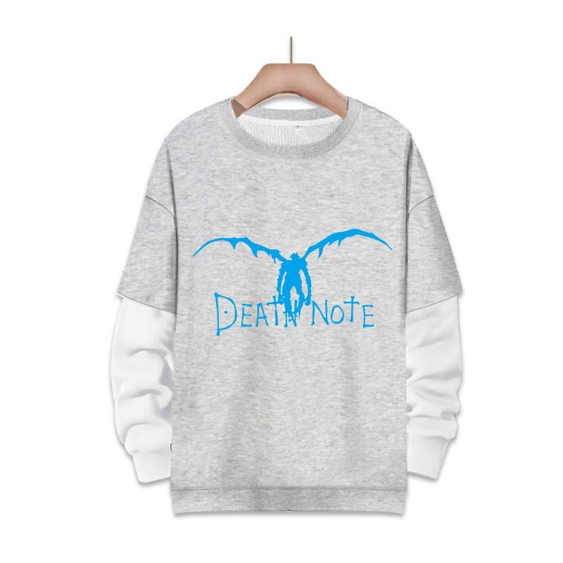 Stampa Anime Death Note Nero/Grigio S-3XL Casual Manica Lunga