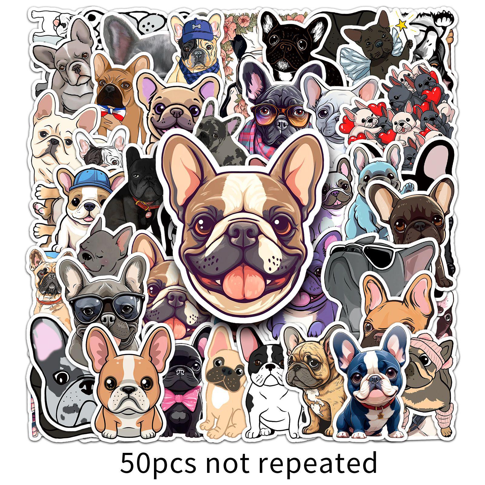 

French Bulldog Cartoon Stickers: Cute Puppy, Animal Decor for Planner & Stationery (50 Sheets)