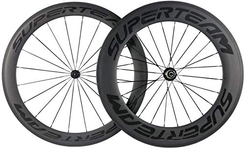 Superteam Carbon Bicycle Wheels, Front 60mm, Rear 88mm, Clincher Road Wheels, 700C (Transparent Black)