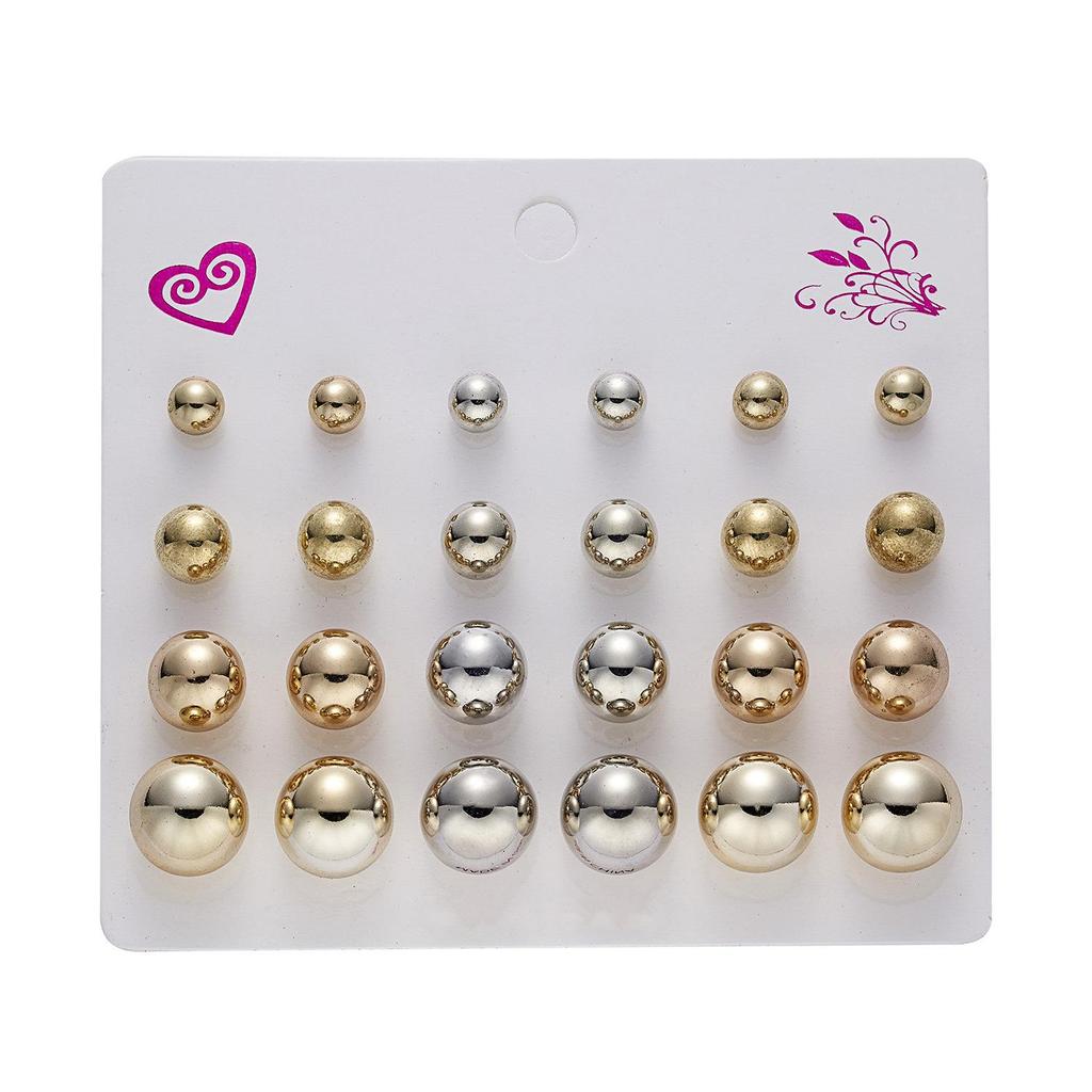 Ensemble de 12 paires de boucles d'oreilles élégantes en alliage de zirconium pour femme
