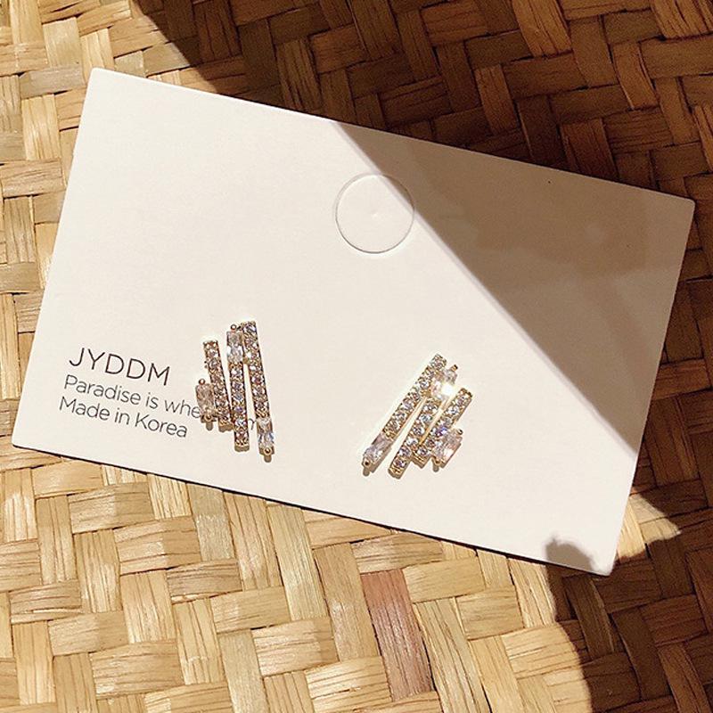 2025 Korean Simple Stud Earrings - Silver Needle Rhinestone Versatile Design for Women