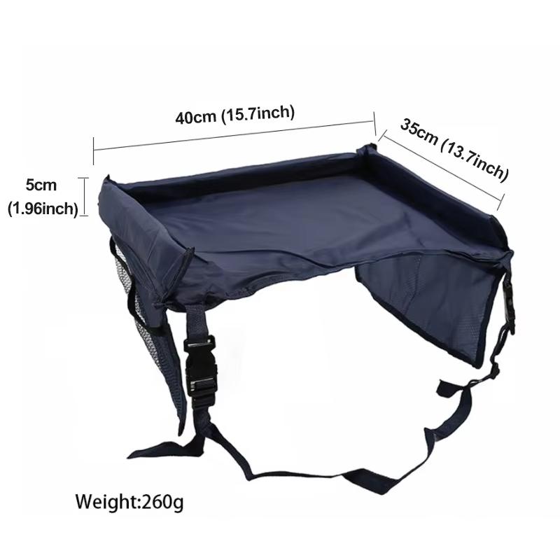 Car Seat Travel Tray Foldable Waterproof Lap Desk Portable Multifunctional Table Board Snacks Toys Cup Storage Pockets