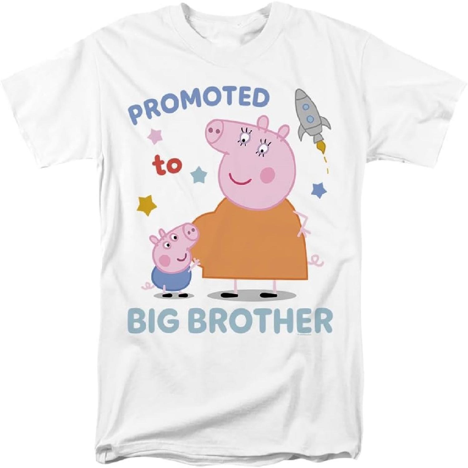 Popfunk Свинка Пеппа Повышен до Старшего Брата Унисекс Взрослая Футболка S