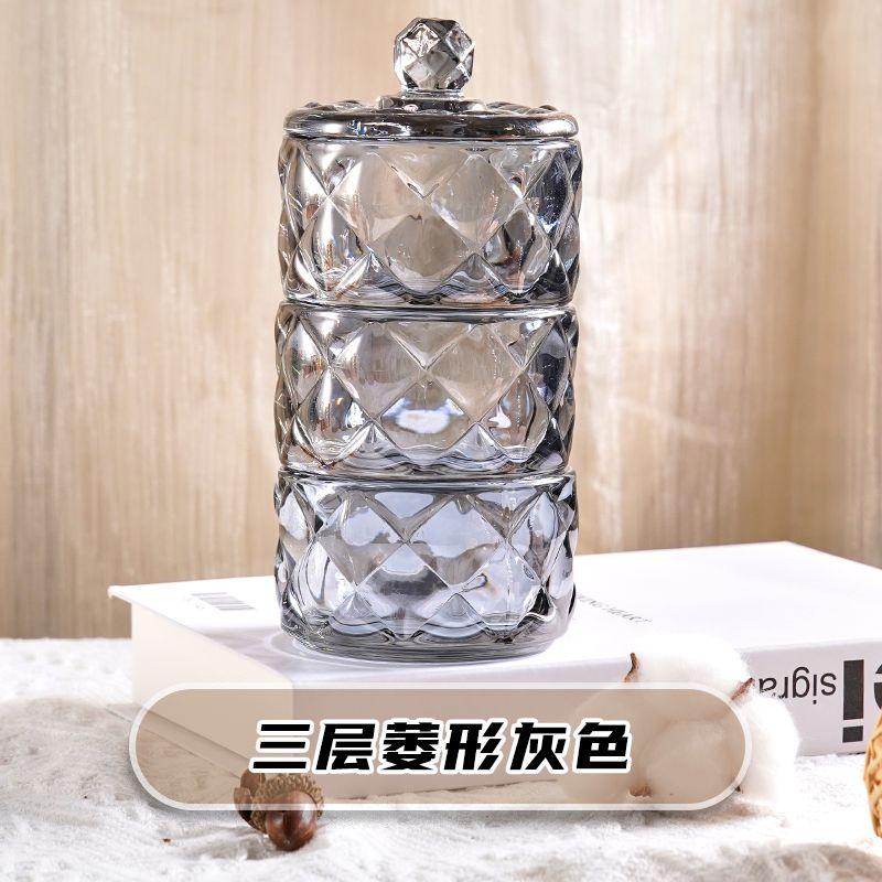 European Creative Luxury Crystal Glass Candy Jar with Lid Dried Fruit Jar Jewelry Storage Box Home Decoration Storage Jar
