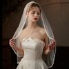 French Style Single Layer Lace Edge Bridal Veil Simple White Soft Tulle Wedding Photography Veil (90cm)