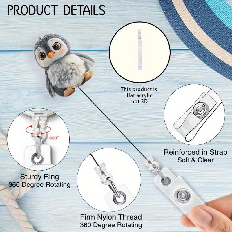 2D Penguin Retractable Badge Holder, Ideal for Nurses, Doctors, and Nursing Students.