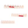 Nude White Gradient Ballet Fake Nails with 3D Cat Bow Design