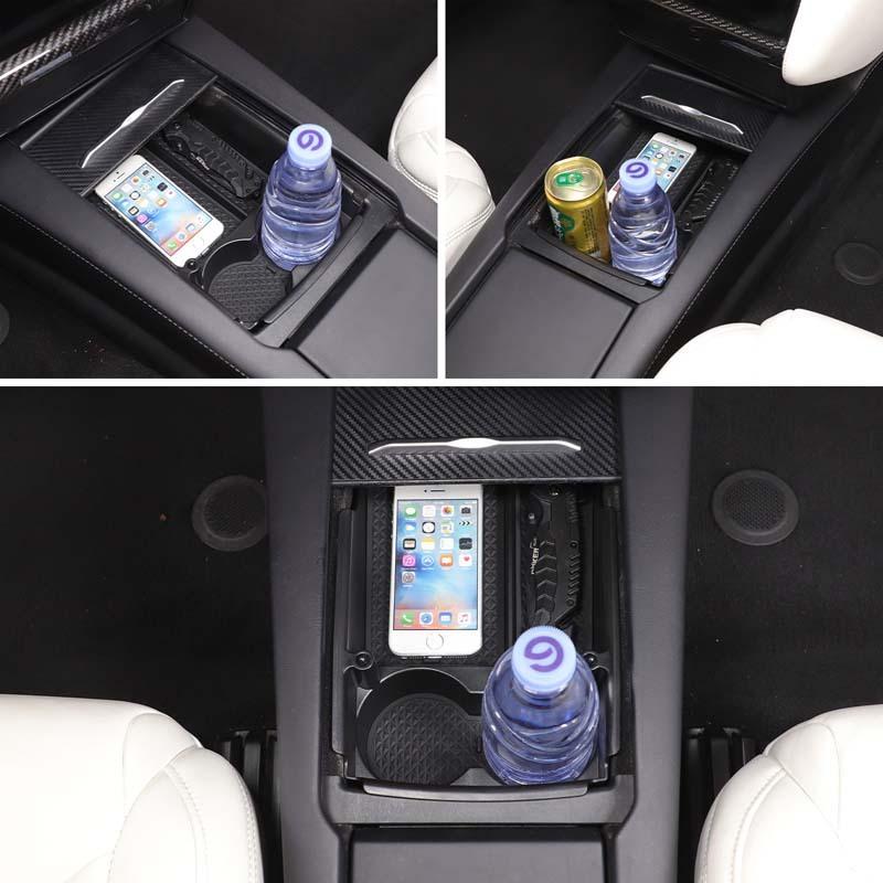 Car Storage Box For Tesla Model X Model S Car Center Console Armrest Storage Box Tray Organizer Anti-Slip Mats Storage Tidying