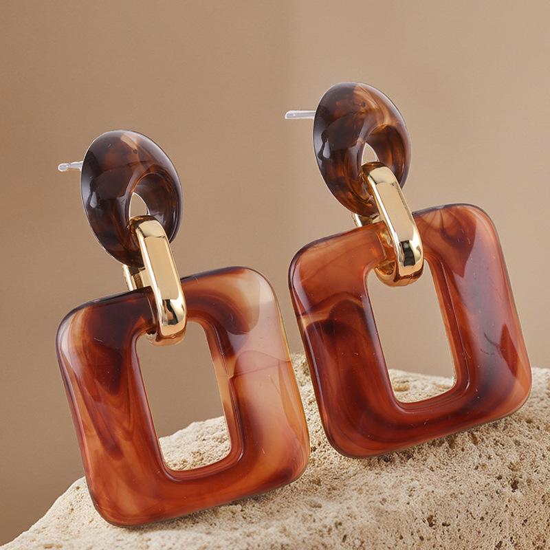 

Текстурированные Геометрические Квадратные Акриловые Серьги-гвоздики Винтажные Серьги Аксессуары для ушей