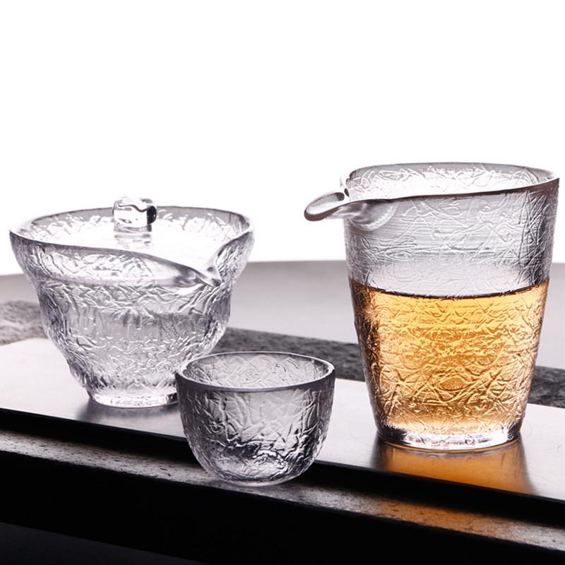 Japanese-Style Handmade Hammered Glass Small Teacup Sake Cup Tea Glass Cup