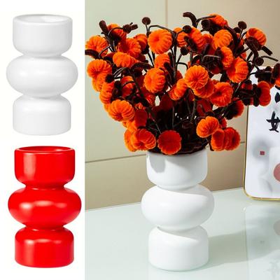 Plastic Flower Pot White Red Decoration Desktop Vase Flower Vase  Flower Shop Gardening Supplies